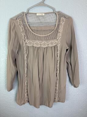 Second Female Camille Blouse Womens Small Lace Mesh Boho Long Sleeve Top